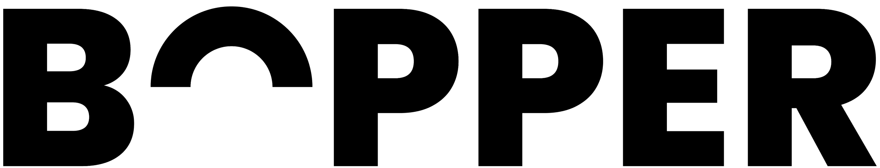 Booper Media logo with stylized swirl shape to the left of text.