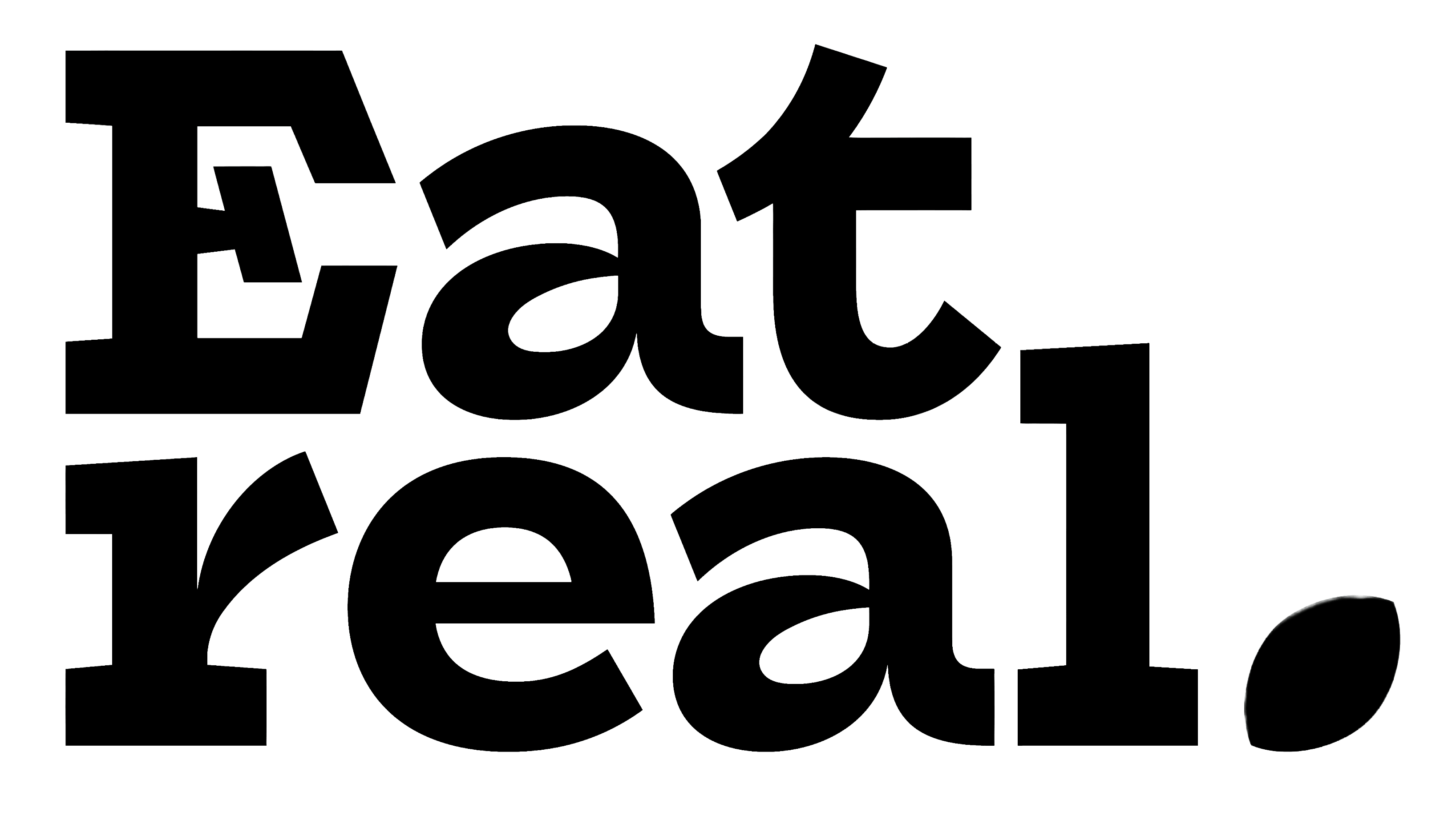 Black text logo reading Eat Real with a leaf symbol at the end.