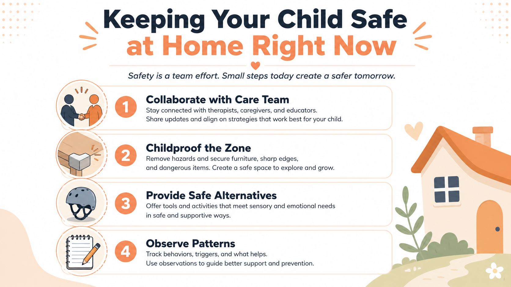 A helpful infographic outlining four essential tips for keeping children safe at home with autism.