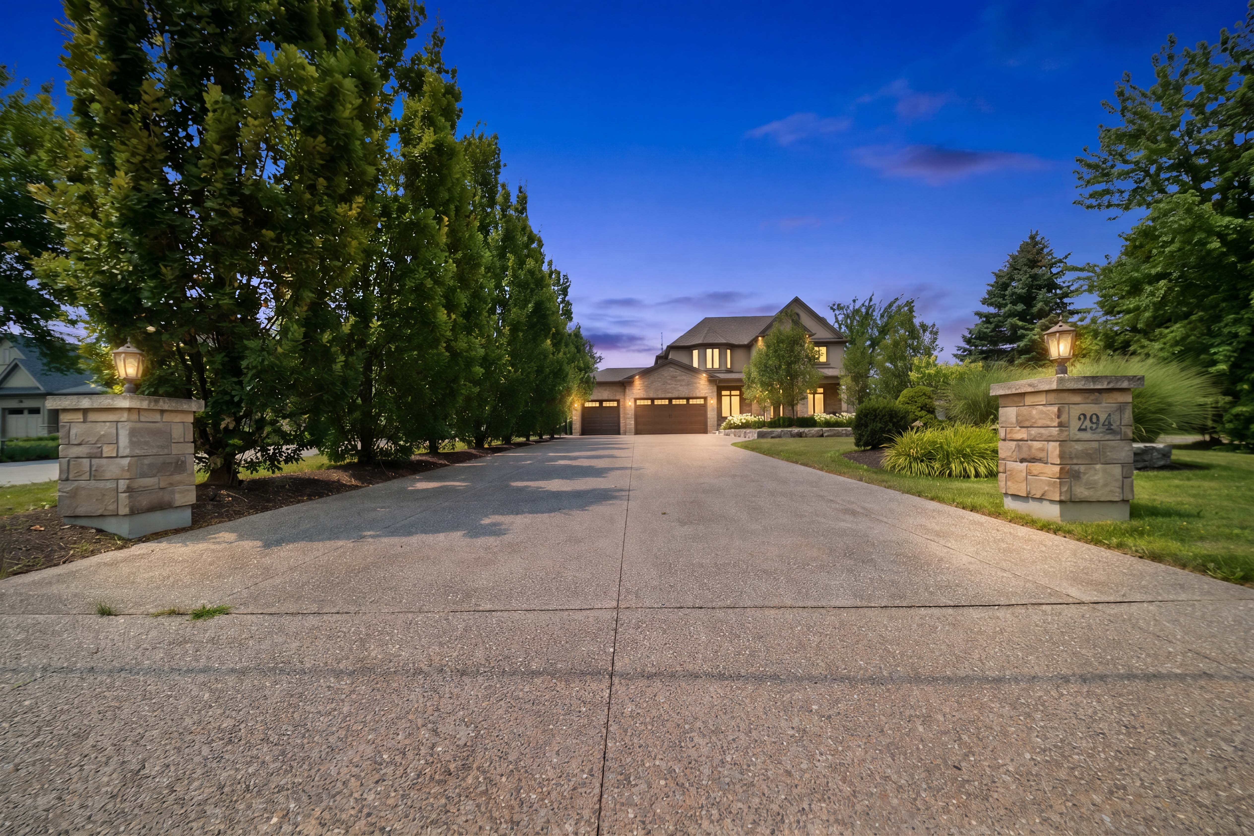 294 Tanbark Road, Niagara-on-the-Lake — twilight exterior of a $2.28M Niagara estate