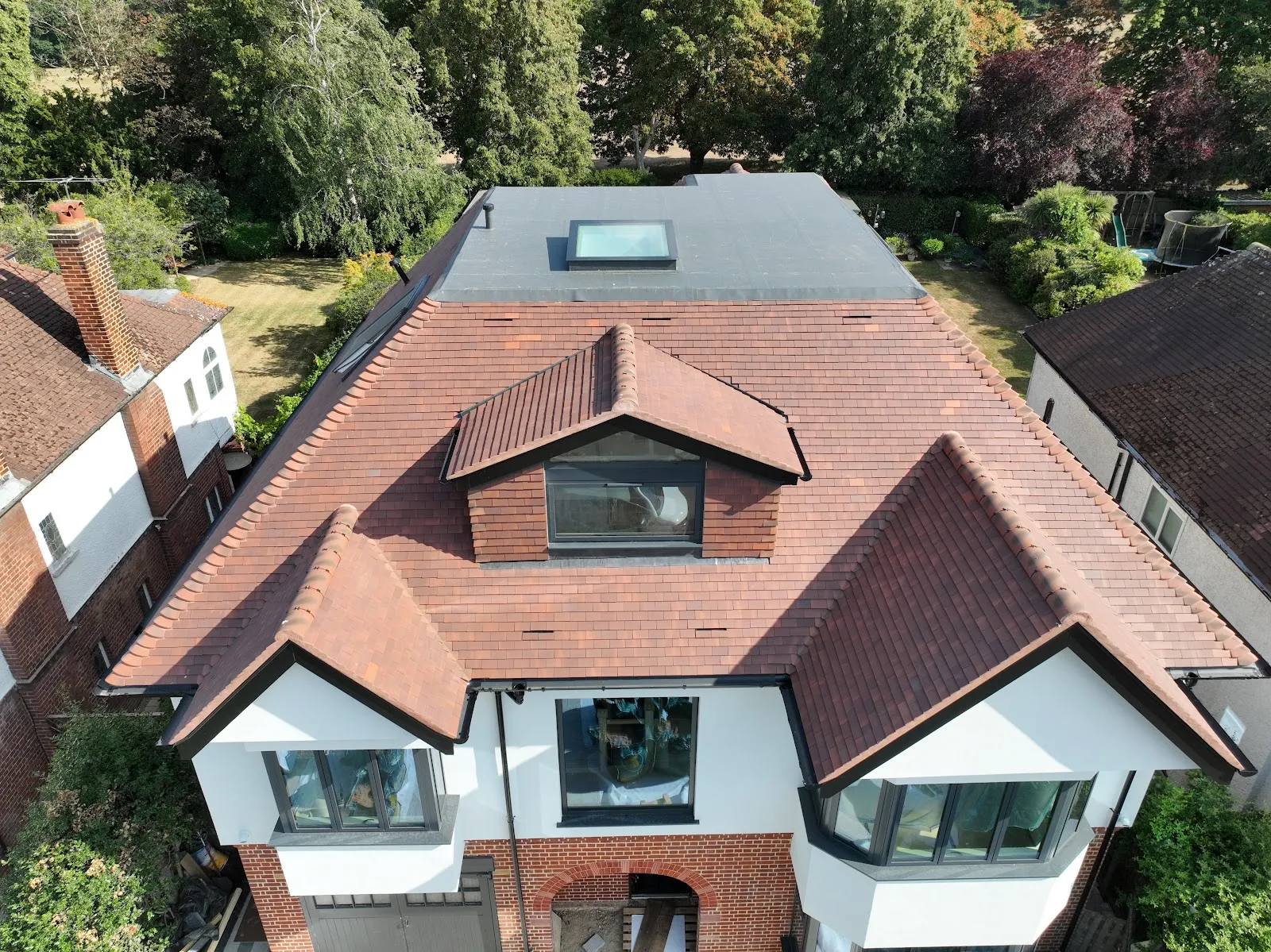 Aerial view of a completed dormer loft conversion in Southgate N14