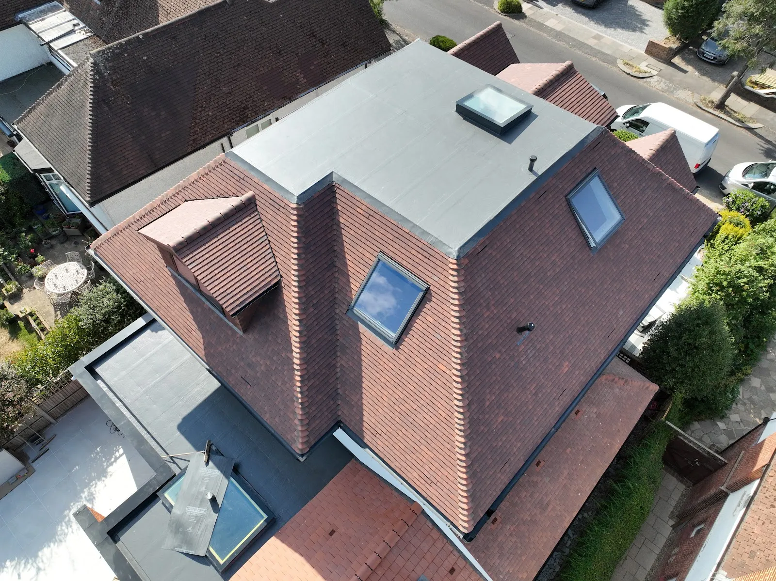 Rooflights set into new clay tiling on a Southgate loft conversion