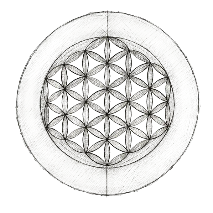 A decorative sacred geometry emblem