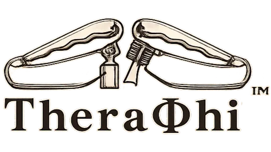 The TheraPhi logo showing two curved plasma tubes above the wordmark TheraPhi
