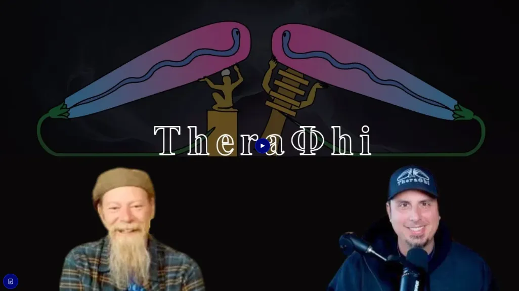 Video thumbnail showing the TheraPhi logo with two podcast hosts pictured below