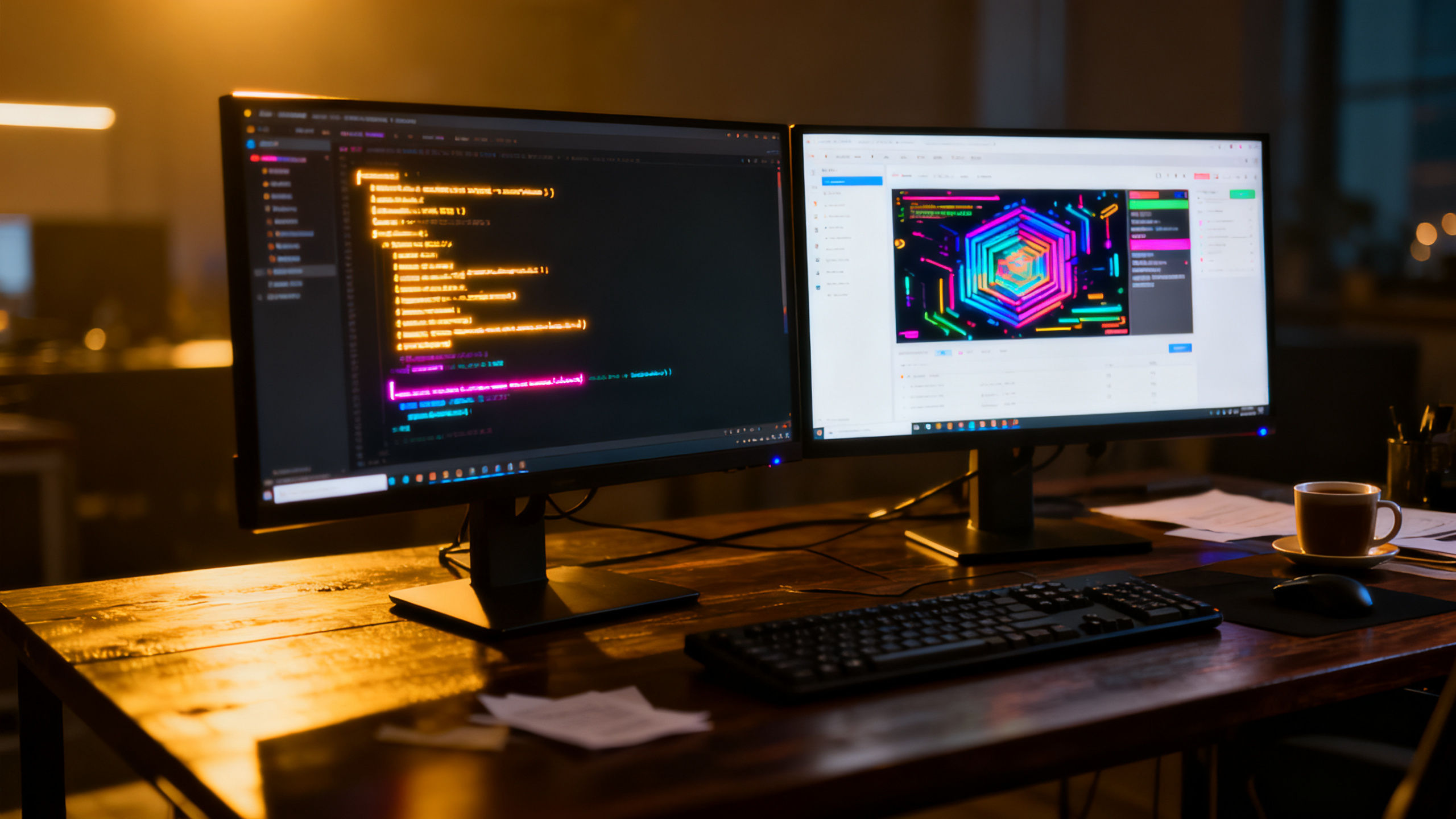 Terminal ve grafik arayüz yan yana iki ekran