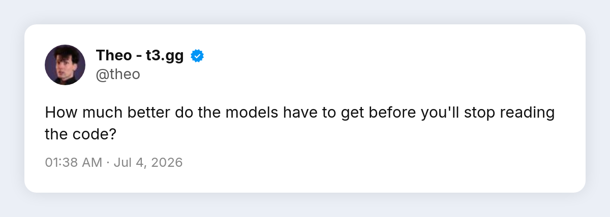 Theo'nun modellerin ne kadar iyi olması gerektiğini sorduğu tweet