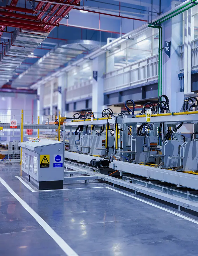Automated production line inside a modern manufacturing facility.