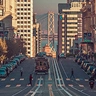 San Francisco street with the Bay Bridge, representing Zinier's Silicon Valley global HQ.