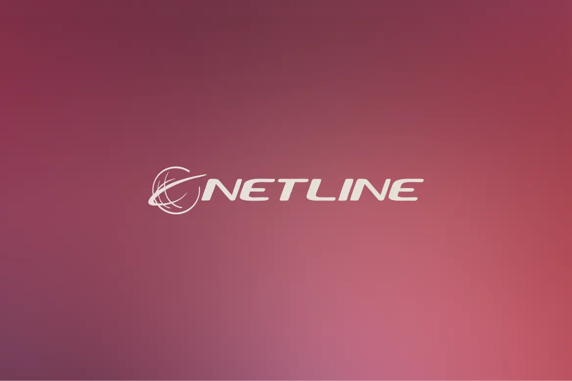 Netline logo on a magenta gradient background.