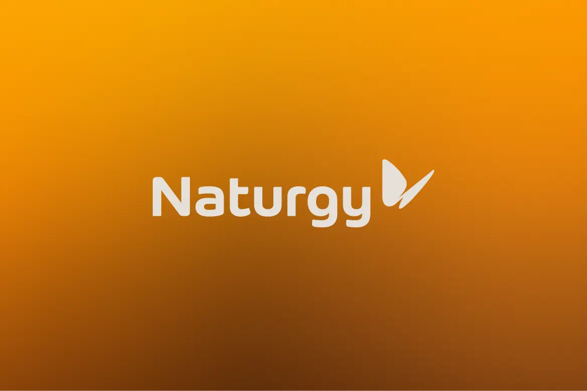 Naturgy logo on an orange gradient background.