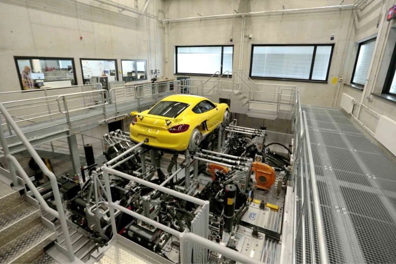 Vehicle on an MTS road simulation test rig