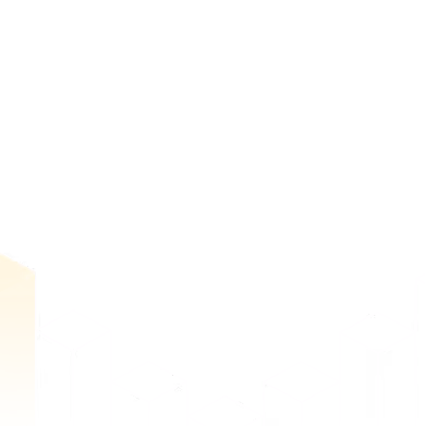 Black pixelated abstract shapes on a white background forming a symmetrical pattern along the bottom.