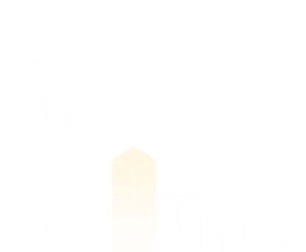 Five vertical bars in descending order from left to right representing a decreasing bar chart.