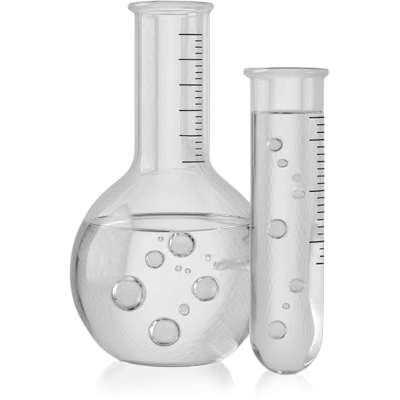 Glass flask with solution