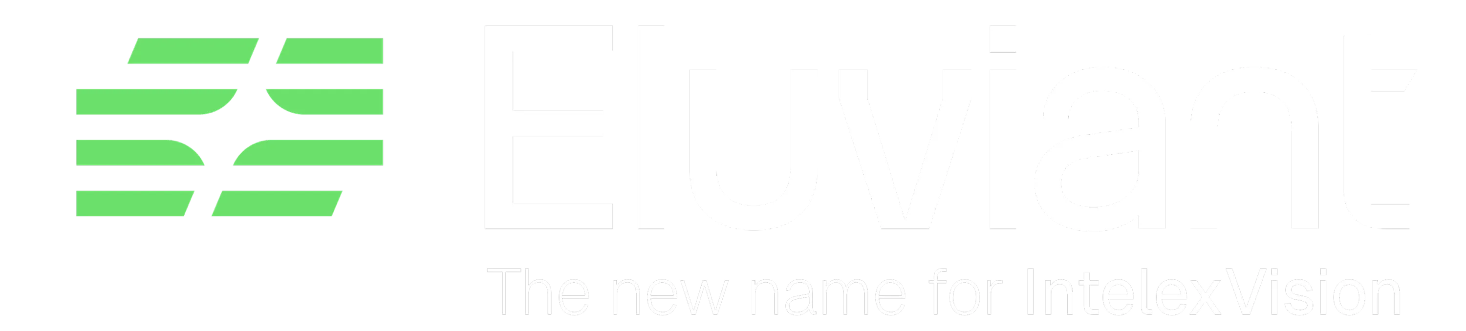 Green abstract logo next to text reading Eluviant, The new name for IntelexVision.