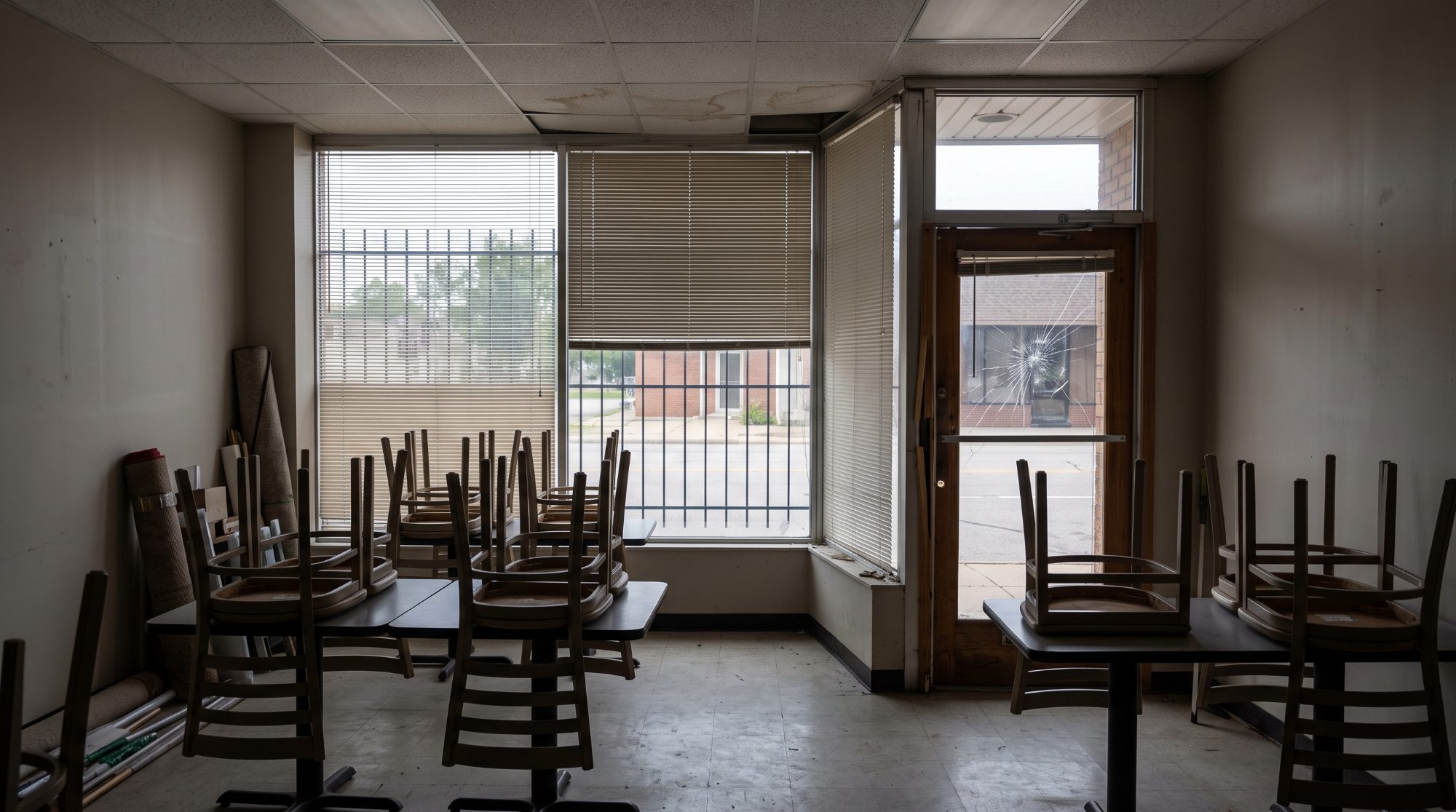 Commercial interior damaged by water
