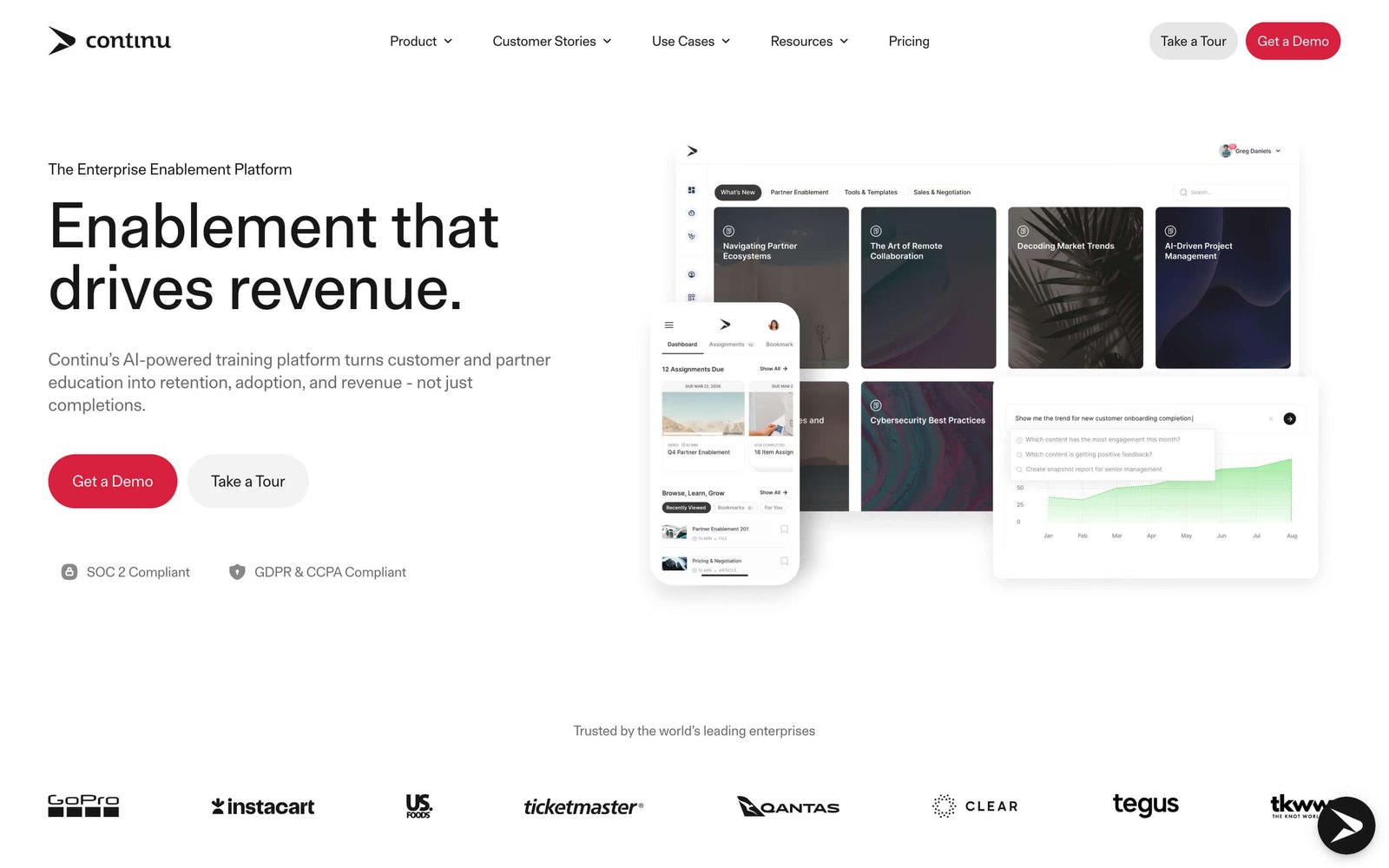 The hero section of the Continu homepage as rebuilt in Webflow