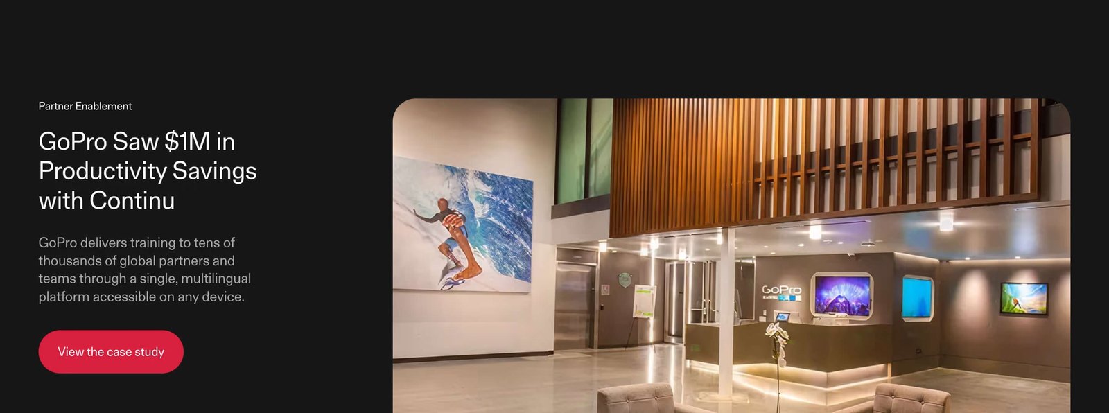 A customer story block on the rebuilt Continu homepage