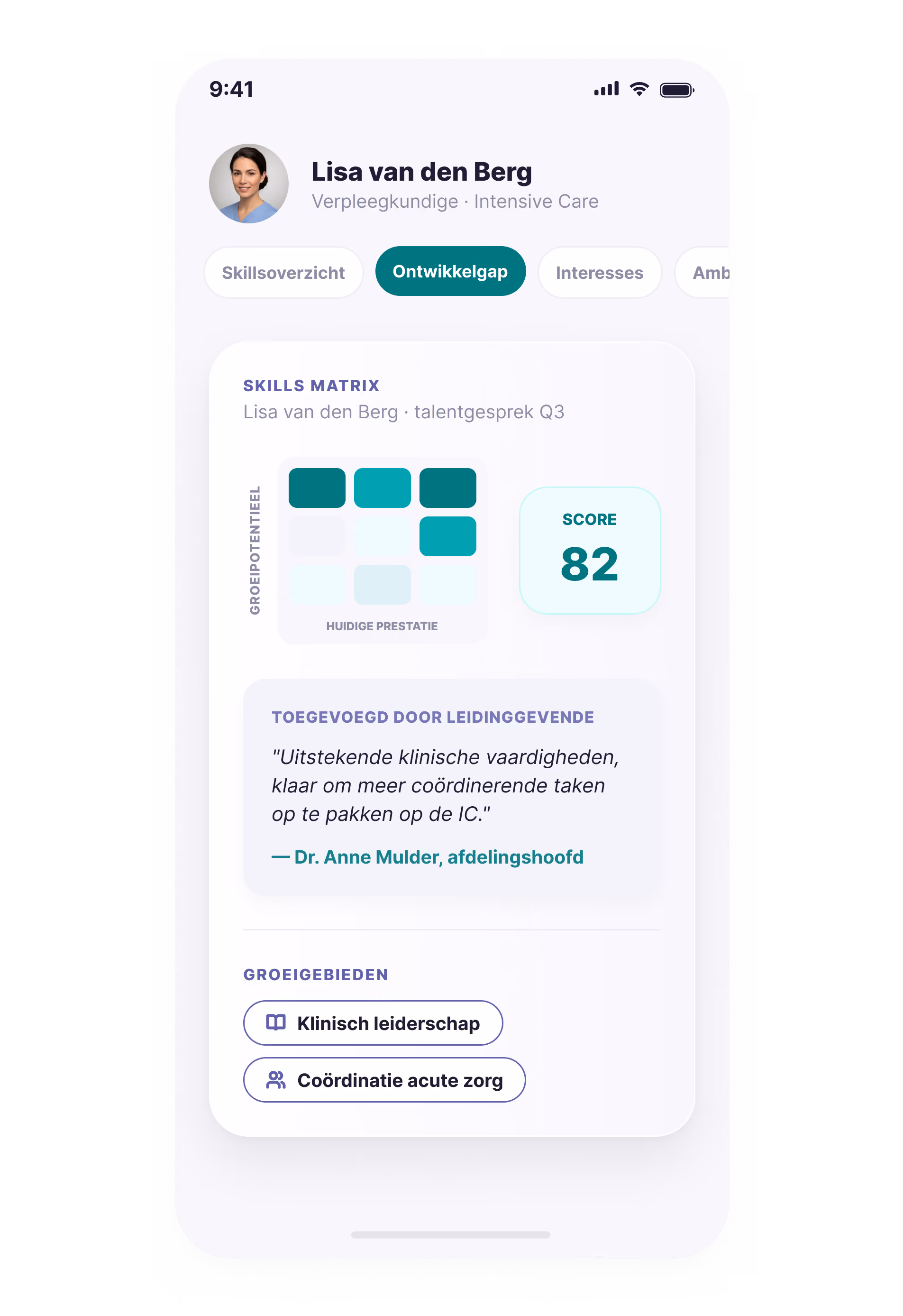 Pagina Ontwikkelgap op skills-platform