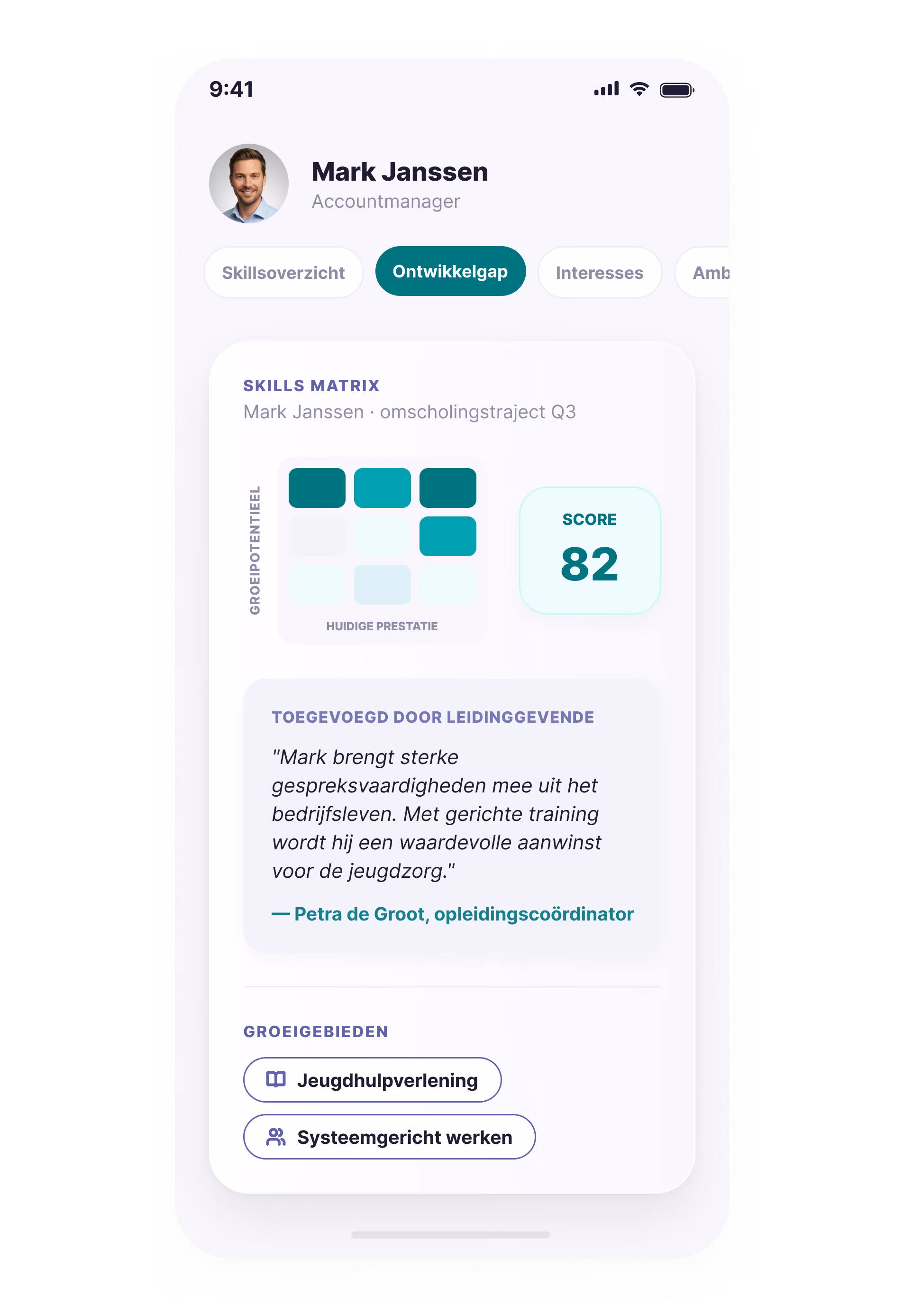 Pagina Ontwikkelgap op skills-platform