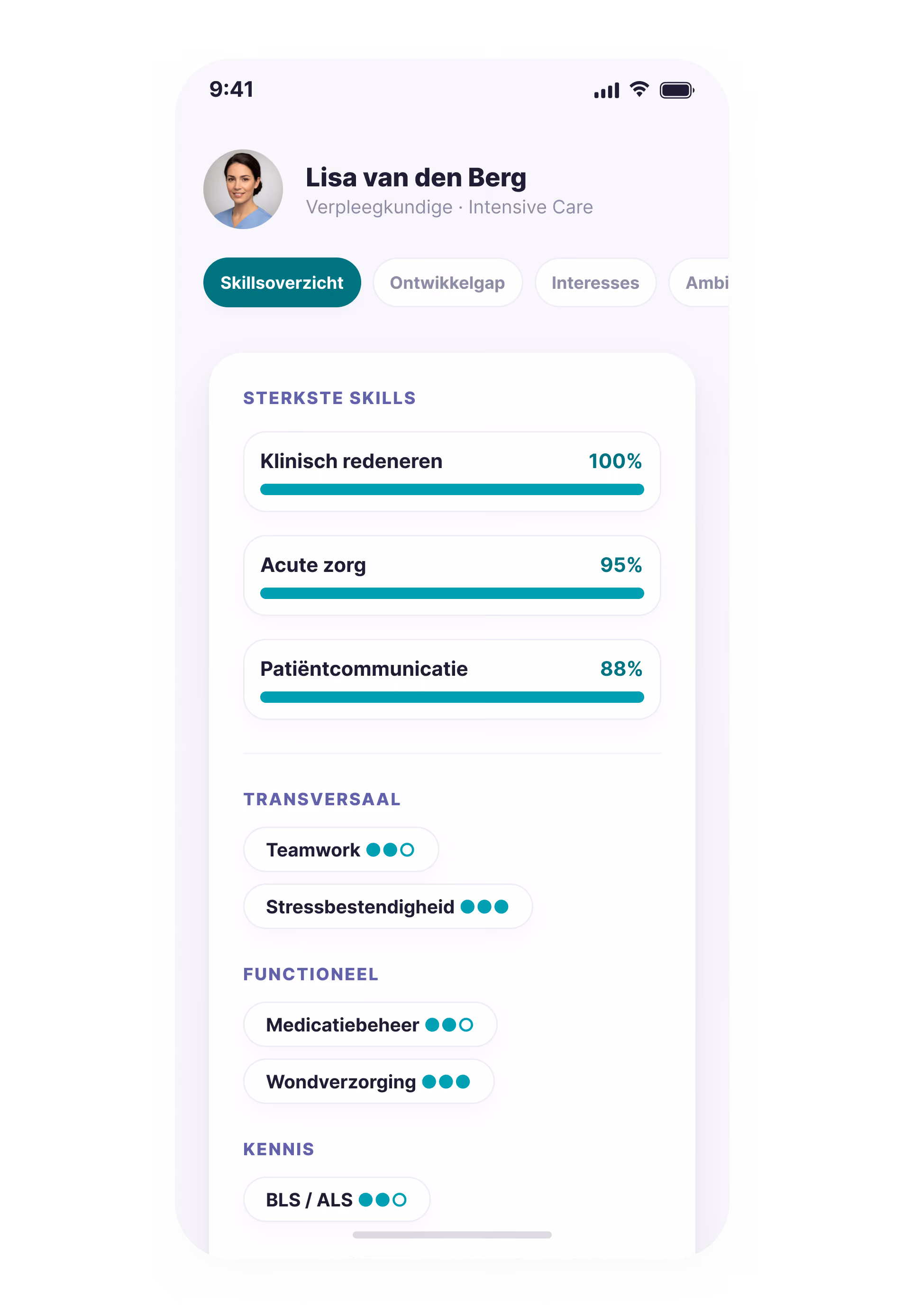 Overzichtspagina op skills-platform