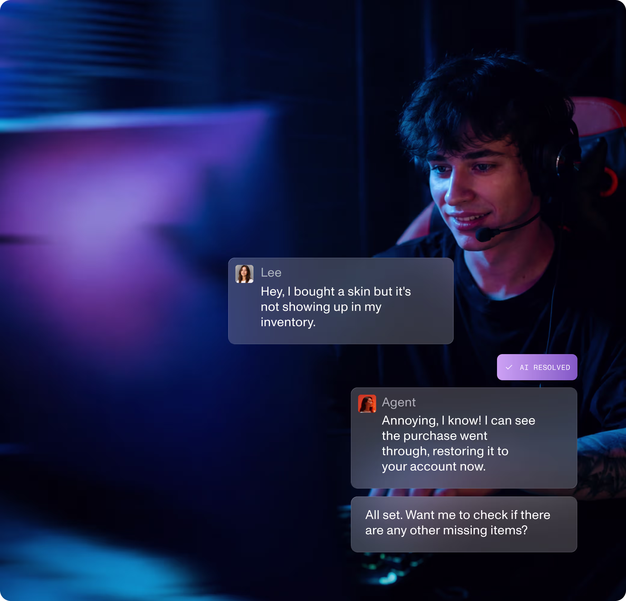 gamer die games speelt terwijl hij om terugbetaling vraagt