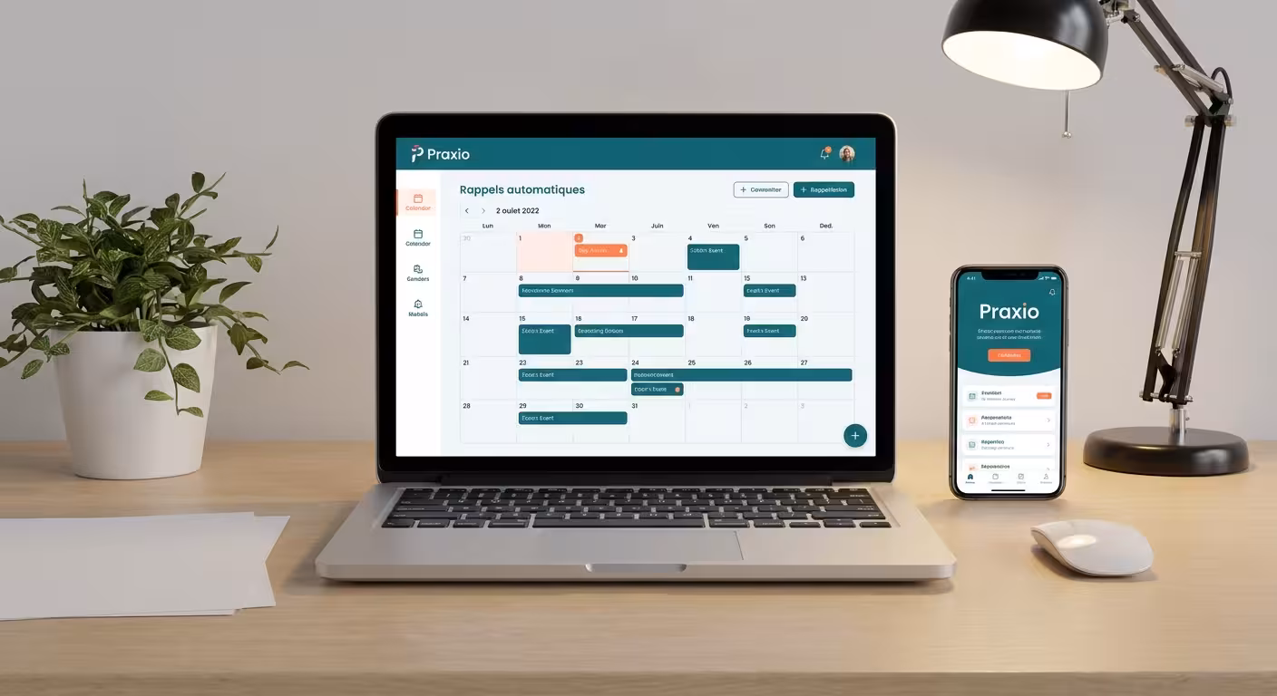 Ordinateur avec l'application Praxio