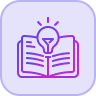 Open book with a lightbulb above it, symbolizing ideas or learning.