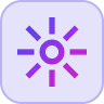 Circular loading spinner with eight pink segments on a purple background.