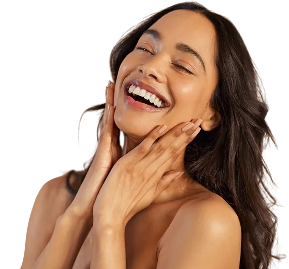a woman with her hands on her face