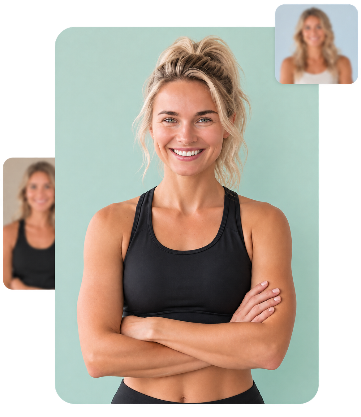 a woman smiling with her arms crossed