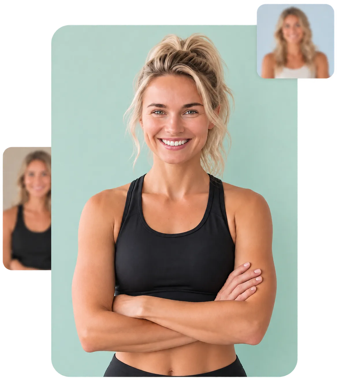 a woman smiling with her arms crossed