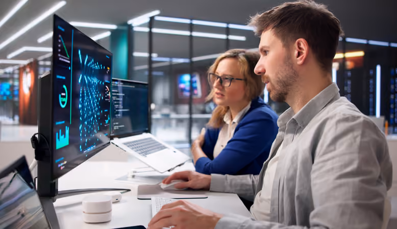Technology leaders evaluating artificial intelligence tools and governance policies in a collaborative planning session.