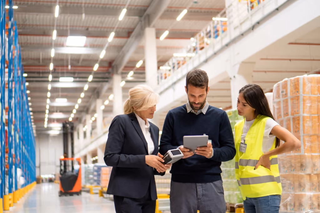 Operations leaders reviewing warehouse modernization and digital transformation initiatives.