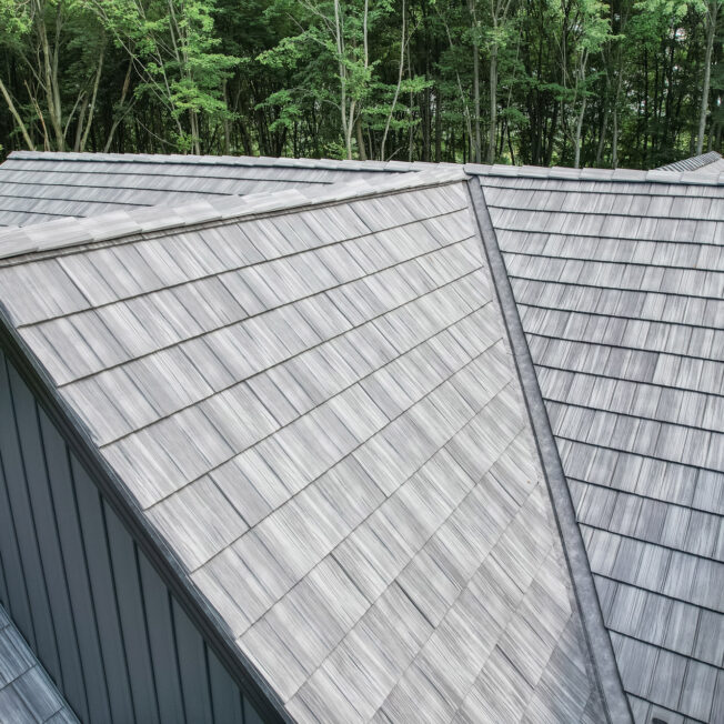 Home with ProVia Shadewood Shake metal shake roofing