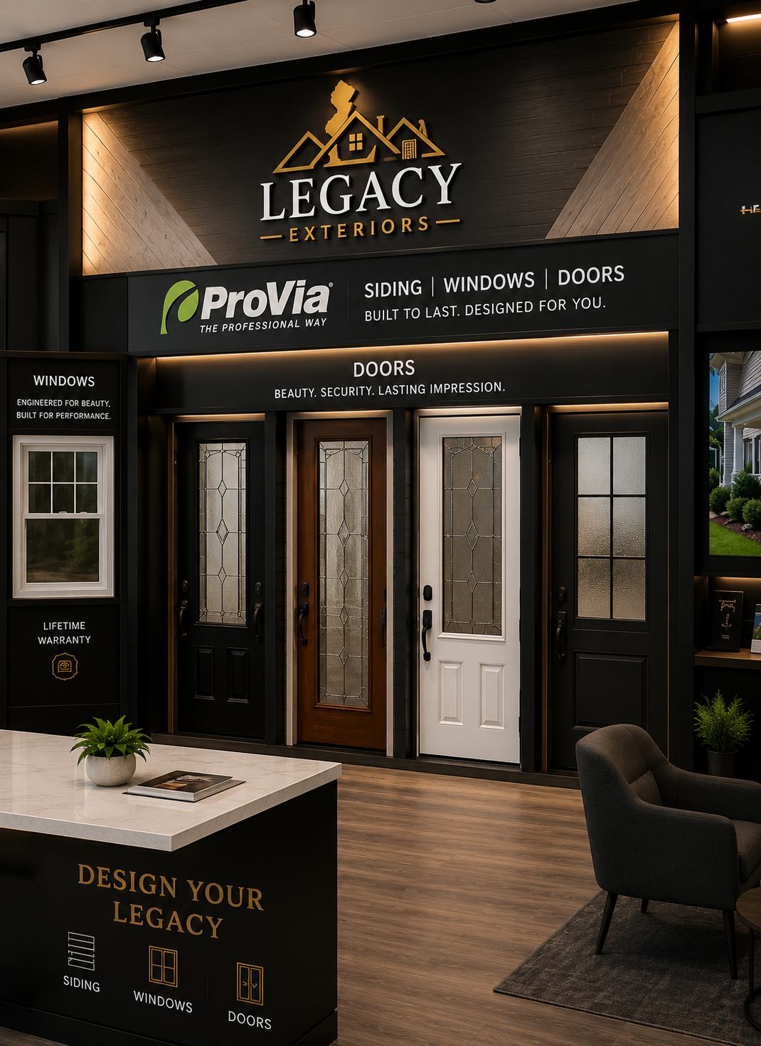 Legacy Exteriors showroom — explore siding, windows, and doors in person in New Jersey
