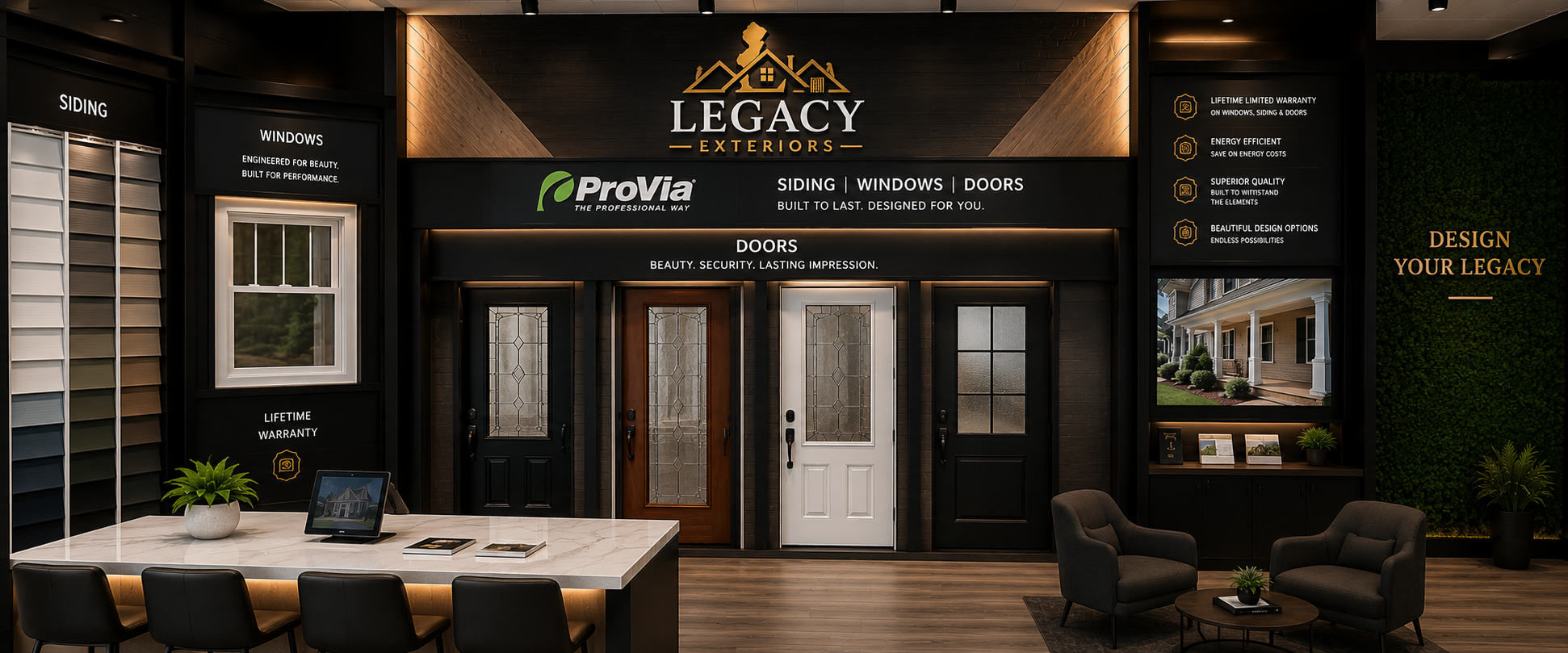 Legacy Exteriors showroom — explore siding, windows, and doors in person in New Jersey