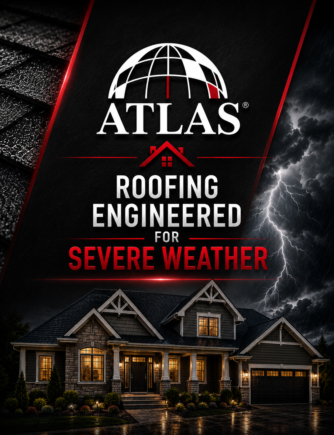Atlas roofing installed by Legacy Exteriors — engineered for severe weather with Scotchgard Protector