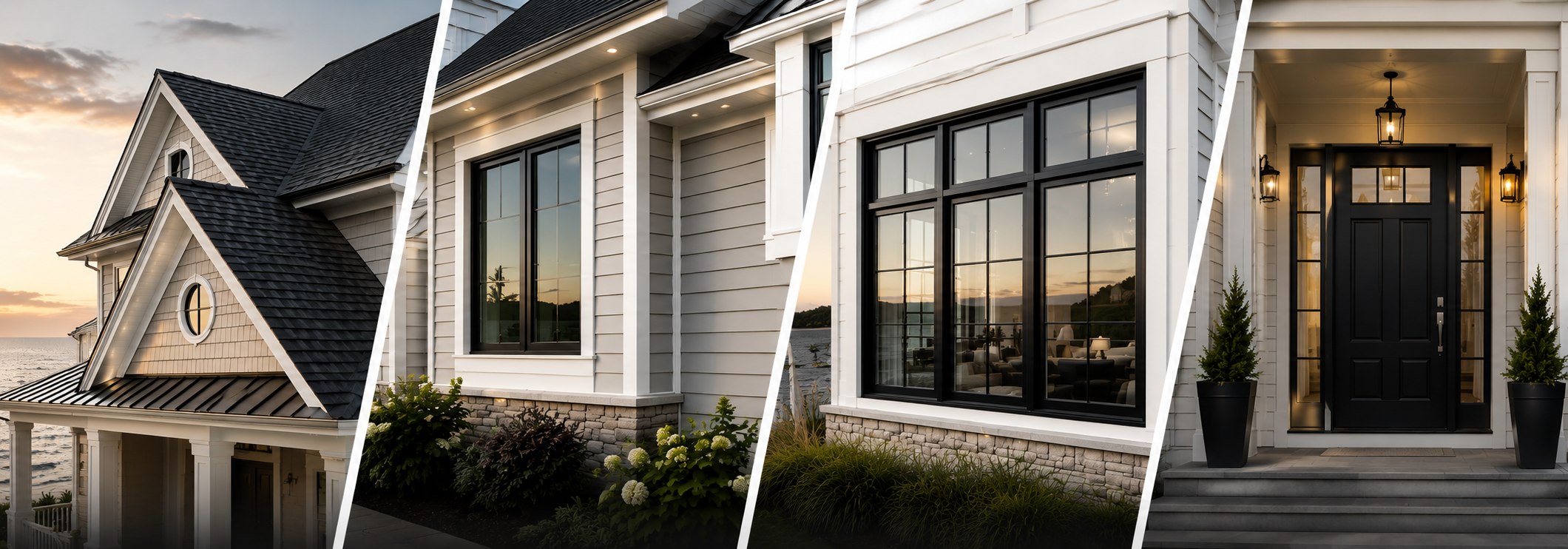 Legacy Exteriors services — roofing, siding, windows and doors, featuring GAF, Atlas, CertainTeed and ProVia