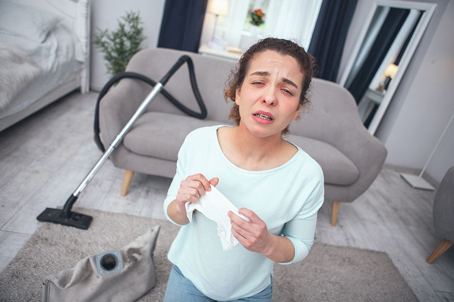 trying to clean the dust away can cause a serious reaction