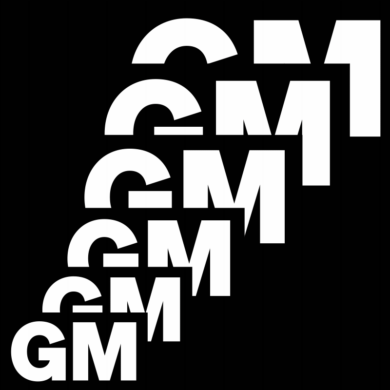 GM, stacked, OKX social typography GIF