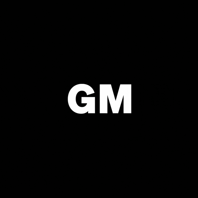 GM, OKX social typography GIF