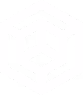 White hexagonal cube shape with a smaller cube inside, creating a 3D geometric design.