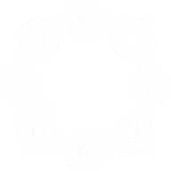 White ring composed of eight circles connected by lines on a black background.