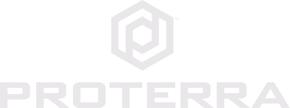 Proterra company logo with hexagonal emblem above the stylized text.