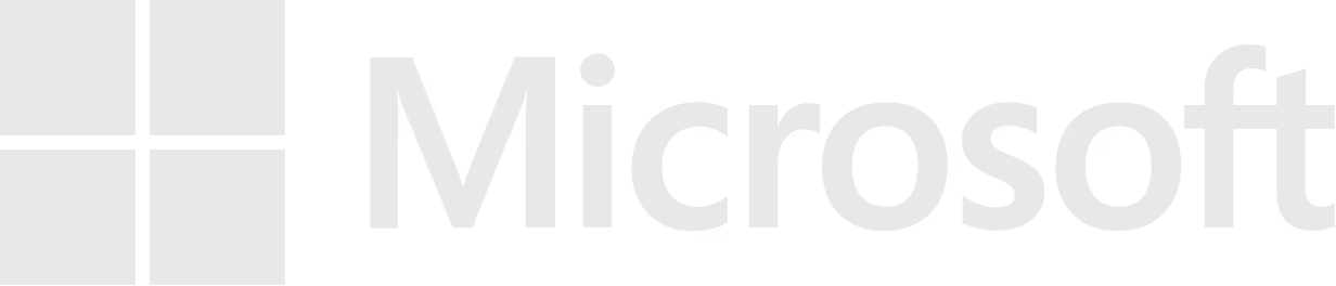 Microsoft logo with four square blocks to the left and the word Microsoft to the right.