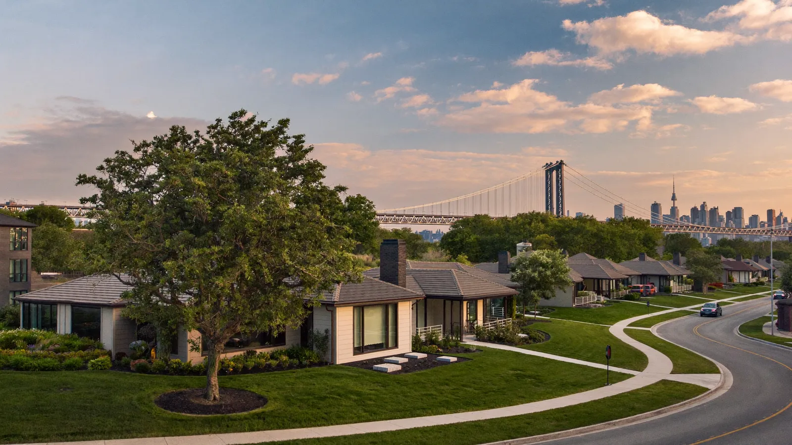 South Shore Montreal suburb with the skyline on the horizon