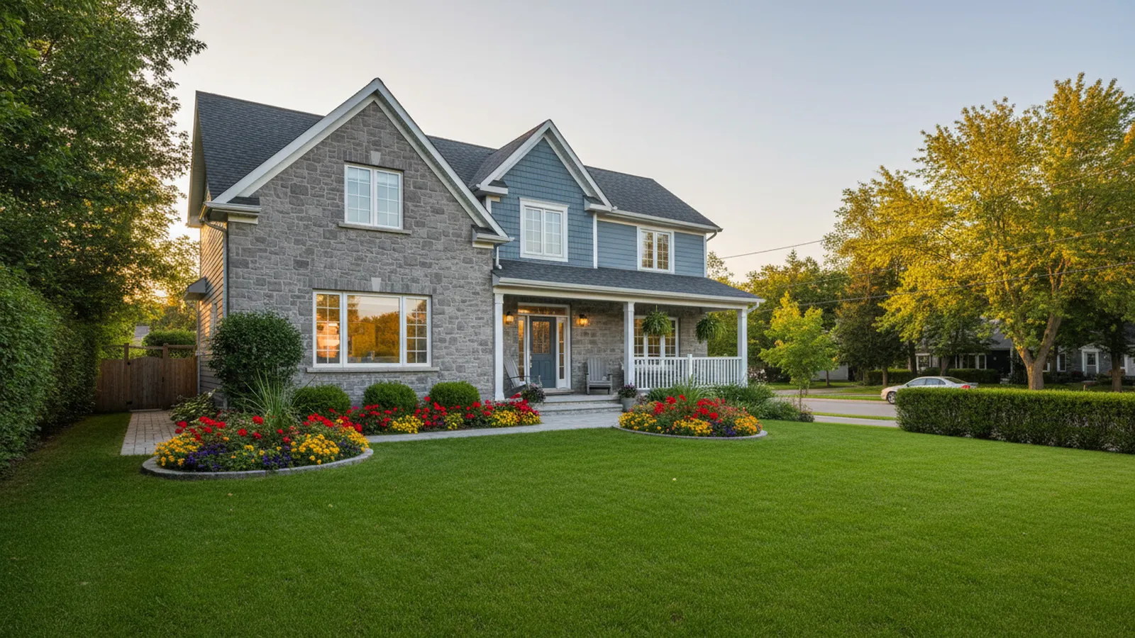 Maison impeccable au gazon frais prête pour la vente