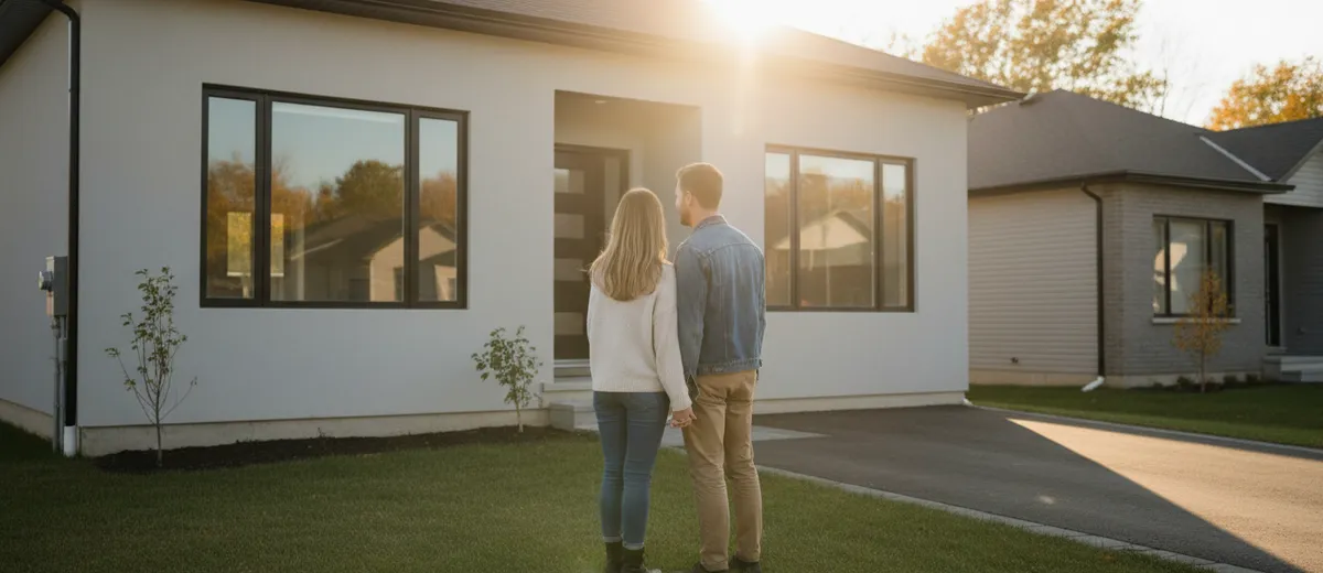 Un couple devant sa première maison